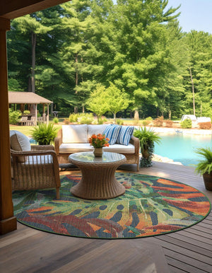 Multicolor 10' x 10' Baja Outdoor Round Area Rug Weather Resistant for Patio, Deck, Terrace, Balcony, Porch 100% Polypropylene Modern Outside Decor for Sale at Rug Engine