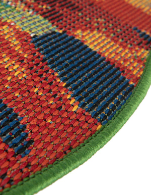 Multicolor 3' 3 x 3' 3 Baja Outdoor Round Area Rug Weather Resistant for Patio, Deck, Terrace, Balcony, Porch 100% Polypropylene Modern Outside Decor for Sale at Rug Engine