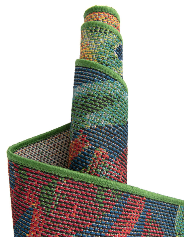 Multicolor 7' 10 x 7' 10 Baja Outdoor Square Area Rug Weather Resistant for Patio, Deck, Terrace, Balcony, Porch 100% Polypropylene Modern Outside Decor for Sale at Rug Engine