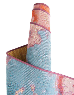 Gray and Pink 2' 7 x 10' Outdoor Modern Runner Area Rug Weather Resistant for Patio, Deck, Terrace, Balcony, Porch 100% Polypropylene Modern Outside Carpet for Sale at Rug Engine