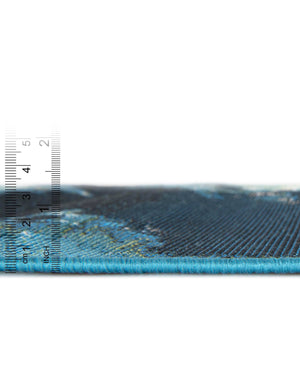 Blue and Ivory 5' 3 x 8' Outdoor Modern Rectangle Rug