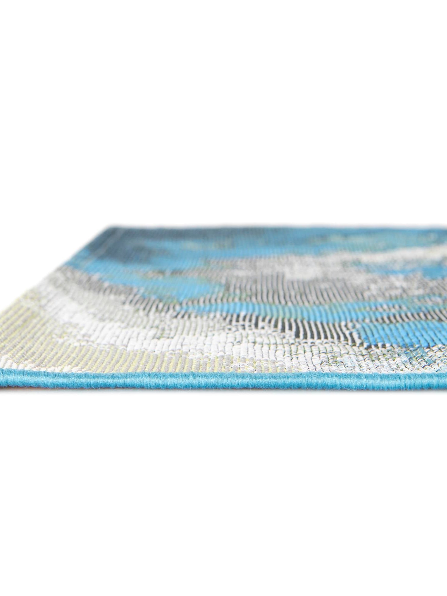 Blue and Ivory 5' 3 x 8' Outdoor Modern Rectangle Area Rug Weather Resistant for Patio, Deck, Terrace, Balcony, Porch 100% Polypropylene Modern Outside Carpet for Sale at Rug Engine