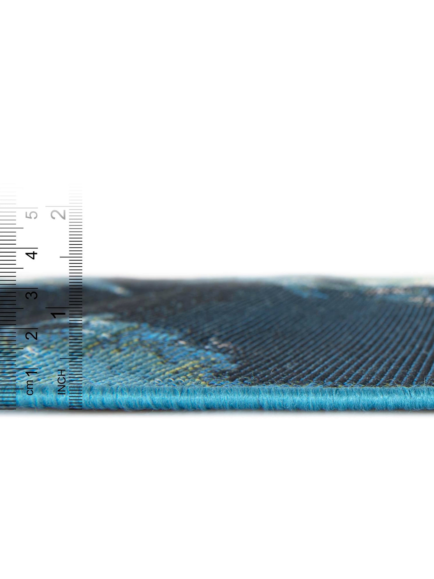 Blue and Ivory 2' x 6' 1 Outdoor Modern Runner Area Rug Weather Resistant for Patio, Deck, Terrace, Balcony, Porch 100% Polypropylene Modern Outside Carpet for Sale at Rug Engine