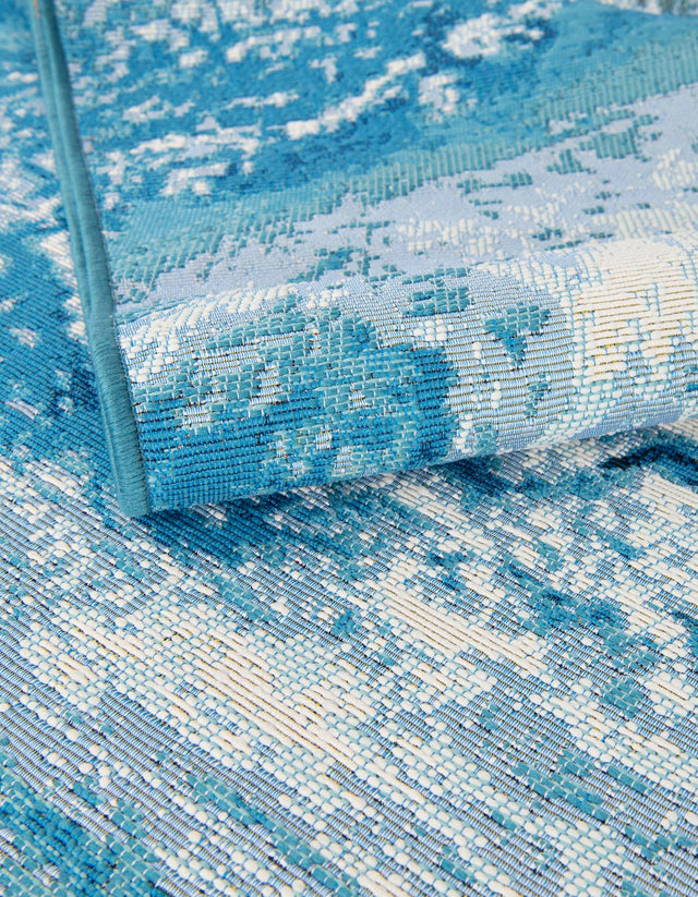 Blue 8' x 10' Outdoor Modern Rectangle Rug
