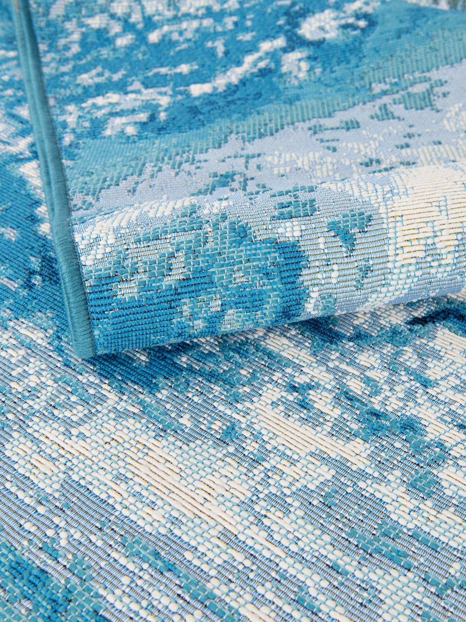 Blue 2' x 5' 1 Outdoor Modern Runner Area Rug Weather Resistant for Patio, Deck, Terrace, Balcony, Porch 100% Polypropylene Modern Outside Carpet for Sale at Rug Engine