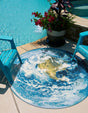 Blue 10' x 10' Outdoor Modern Round Area Rug Weather Resistant for Patio, Deck, Terrace, Balcony, Porch 100% Polypropylene Modern Outside Carpet for Sale at Rug Engine