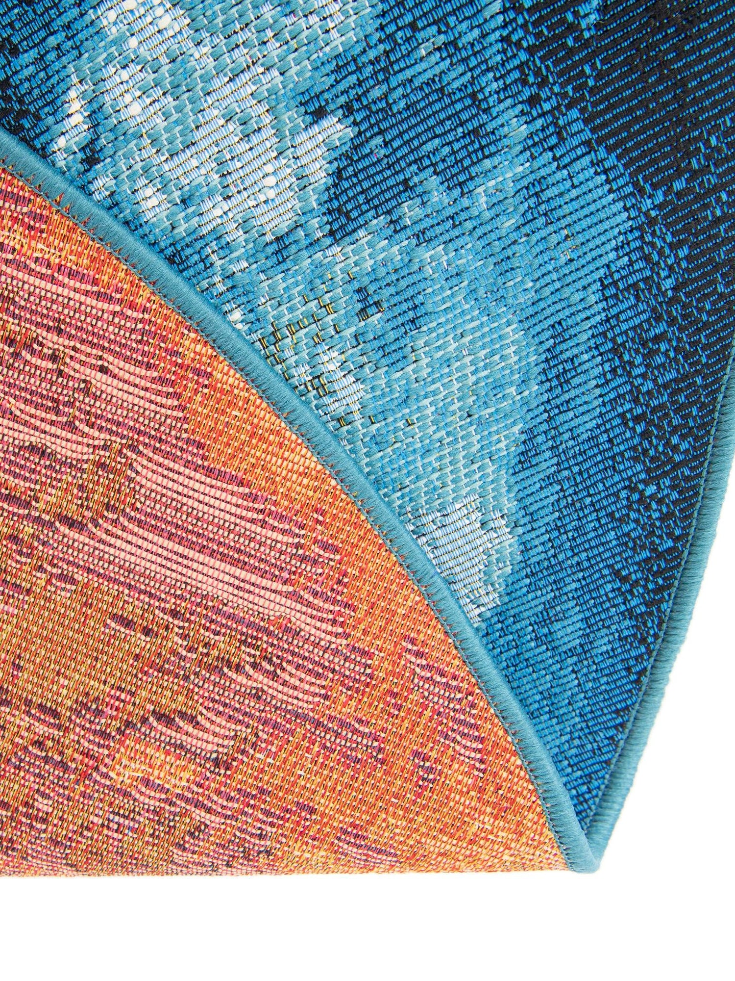 Blue 10' x 10' Outdoor Modern Round Area Rug Weather Resistant for Patio, Deck, Terrace, Balcony, Porch 100% Polypropylene Modern Outside Carpet for Sale at Rug Engine