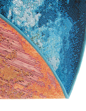 Blue 10' x 10' Outdoor Modern Round Area Rug Weather Resistant for Patio, Deck, Terrace, Balcony, Porch 100% Polypropylene Modern Outside Carpet for Sale at Rug Engine