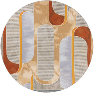 Multicolor 10' x 10' Outdoor Modern Round Area Rug Weather Resistant for Patio, Deck, Terrace, Balcony, Porch 100% Polypropylene Modern Outside Carpet for Sale at Rug Engine