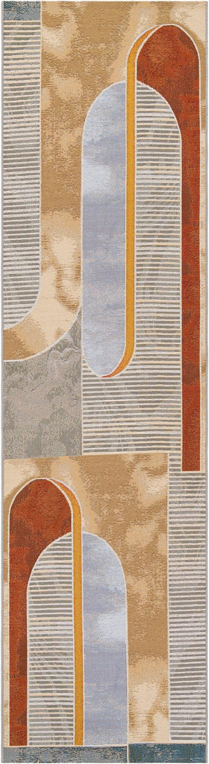 Multicolor 2' 7 x 10' Outdoor Modern Runner Area Rug Weather Resistant for Patio, Deck, Terrace, Balcony, Porch 100% Polypropylene Modern Outside Carpet for Sale at Rug Engine