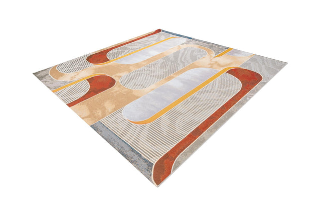 Multicolor 10' x 10' Outdoor Modern Square Area Rug Weather Resistant for Patio, Deck, Terrace, Balcony, Porch 100% Polypropylene Modern Outside Carpet for Sale at Rug Engine