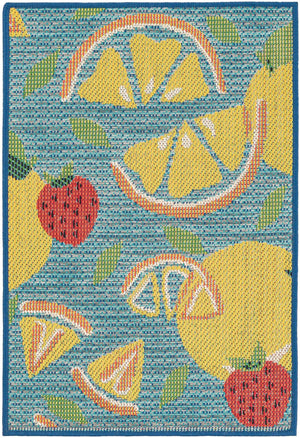 Blue 2' x 3' 1 Baja Outdoor Rectangle Area Rug Weather Resistant for Patio, Deck, Terrace, Balcony, Porch 100% Polypropylene Modern Outside Decor for Sale at Rug Engine