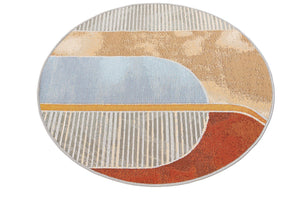 Multicolor 3' 3 x 3' 3 Outdoor Modern Round Area Rug Weather Resistant for Patio, Deck, Terrace, Balcony, Porch 100% Polypropylene Modern Outside Carpet for Sale at Rug Engine