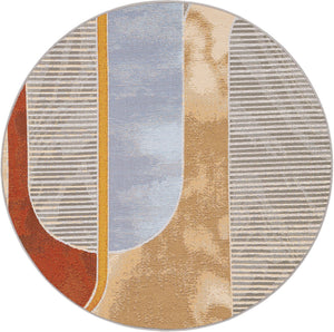 Multicolor 4' 1 x 4' 1 Outdoor Modern Round Area Rug Weather Resistant for Patio, Deck, Terrace, Balcony, Porch 100% Polypropylene Modern Outside Carpet for Sale at Rug Engine