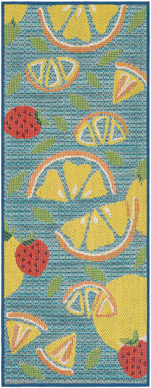 Blue 2' x 5' 1 Baja Outdoor Runner Area Rug Weather Resistant for Patio, Deck, Terrace, Balcony, Porch 100% Polypropylene Modern Outside Decor for Sale at Rug Engine