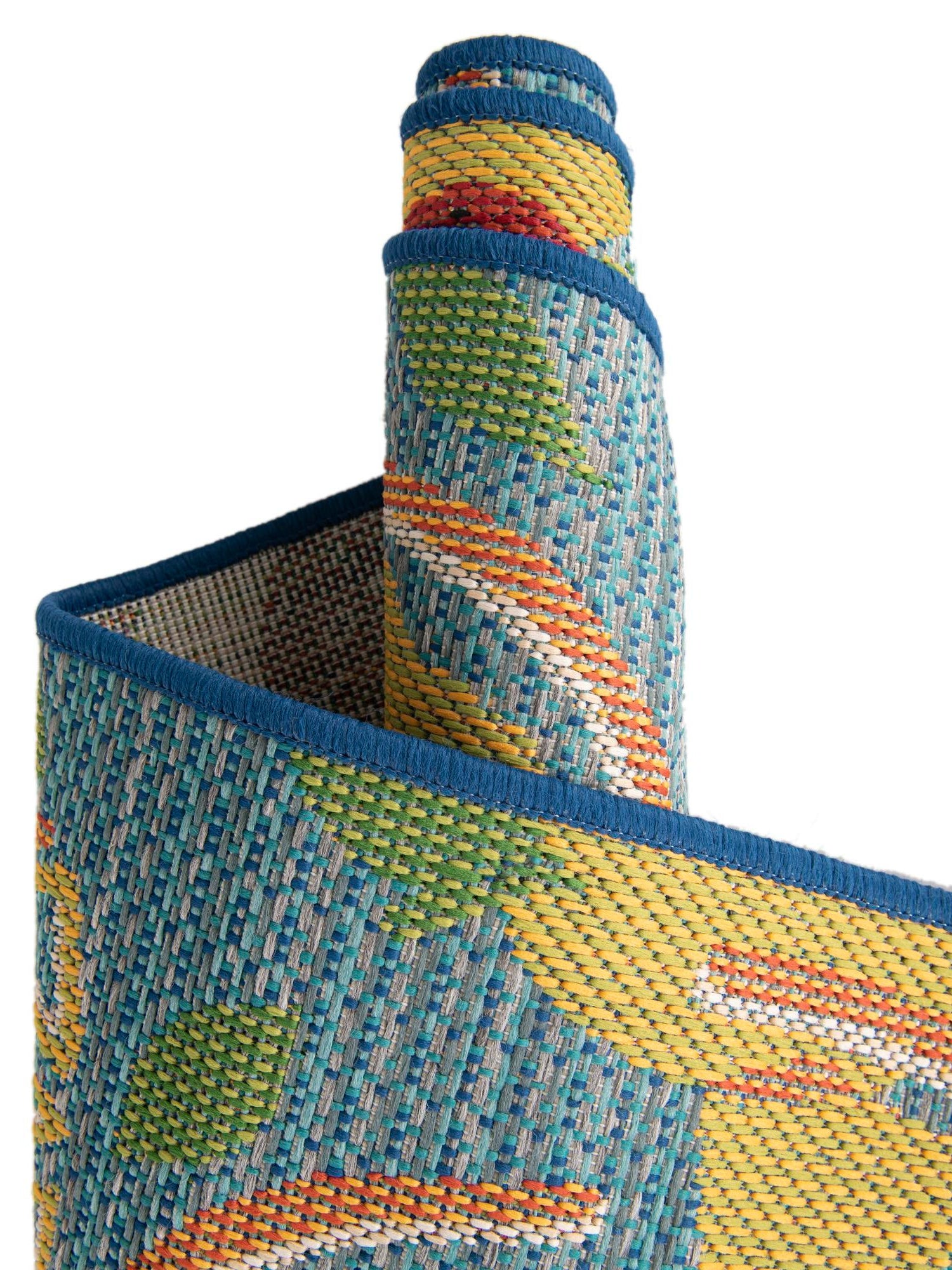 Blue 6' 1 x 9' Baja Outdoor Rectangle Area Rug Weather Resistant for Patio, Deck, Terrace, Balcony, Porch 100% Polypropylene Modern Outside Decor for Sale at Rug Engine