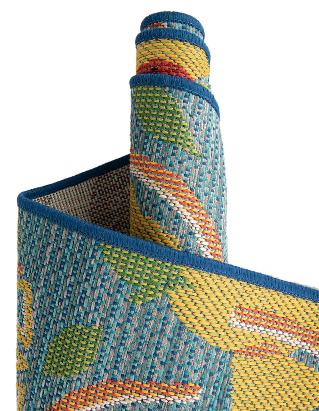 Blue 6' 1 x 9' Baja Outdoor Rectangle Area Rug Weather Resistant for Patio, Deck, Terrace, Balcony, Porch 100% Polypropylene Modern Outside Decor for Sale at Rug Engine