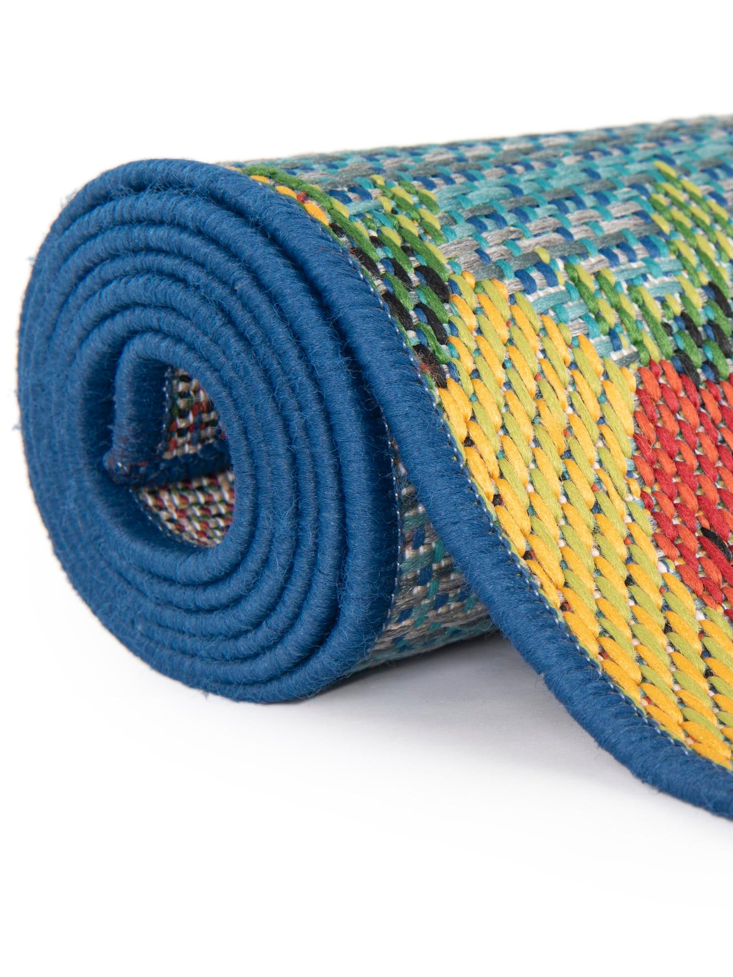 Blue 6' 1 x 9' Baja Outdoor Rectangle Area Rug Weather Resistant for Patio, Deck, Terrace, Balcony, Porch 100% Polypropylene Modern Outside Decor for Sale at Rug Engine