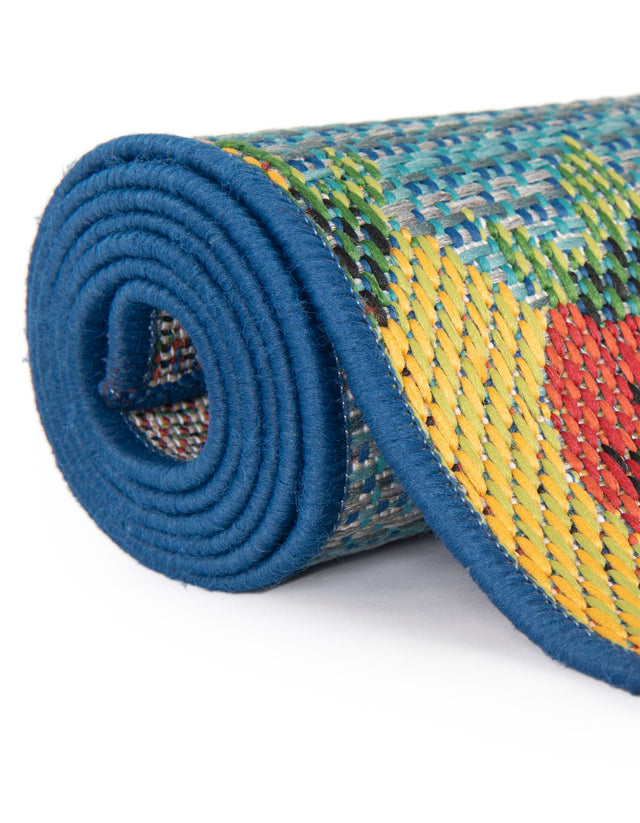 Blue 6' 1 x 9' Baja Outdoor Rectangle Area Rug Weather Resistant for Patio, Deck, Terrace, Balcony, Porch 100% Polypropylene Modern Outside Decor for Sale at Rug Engine