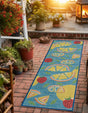 Blue 2' x 8' Baja Outdoor Runner Area Rug Weather Resistant for Patio, Deck, Terrace, Balcony, Porch 100% Polypropylene Modern Outside Decor for Sale at Rug Engine