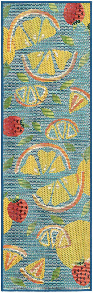 Blue 2' x 6' 1 Baja Outdoor Runner Area Rug Weather Resistant for Patio, Deck, Terrace, Balcony, Porch 100% Polypropylene Modern Outside Decor for Sale at Rug Engine