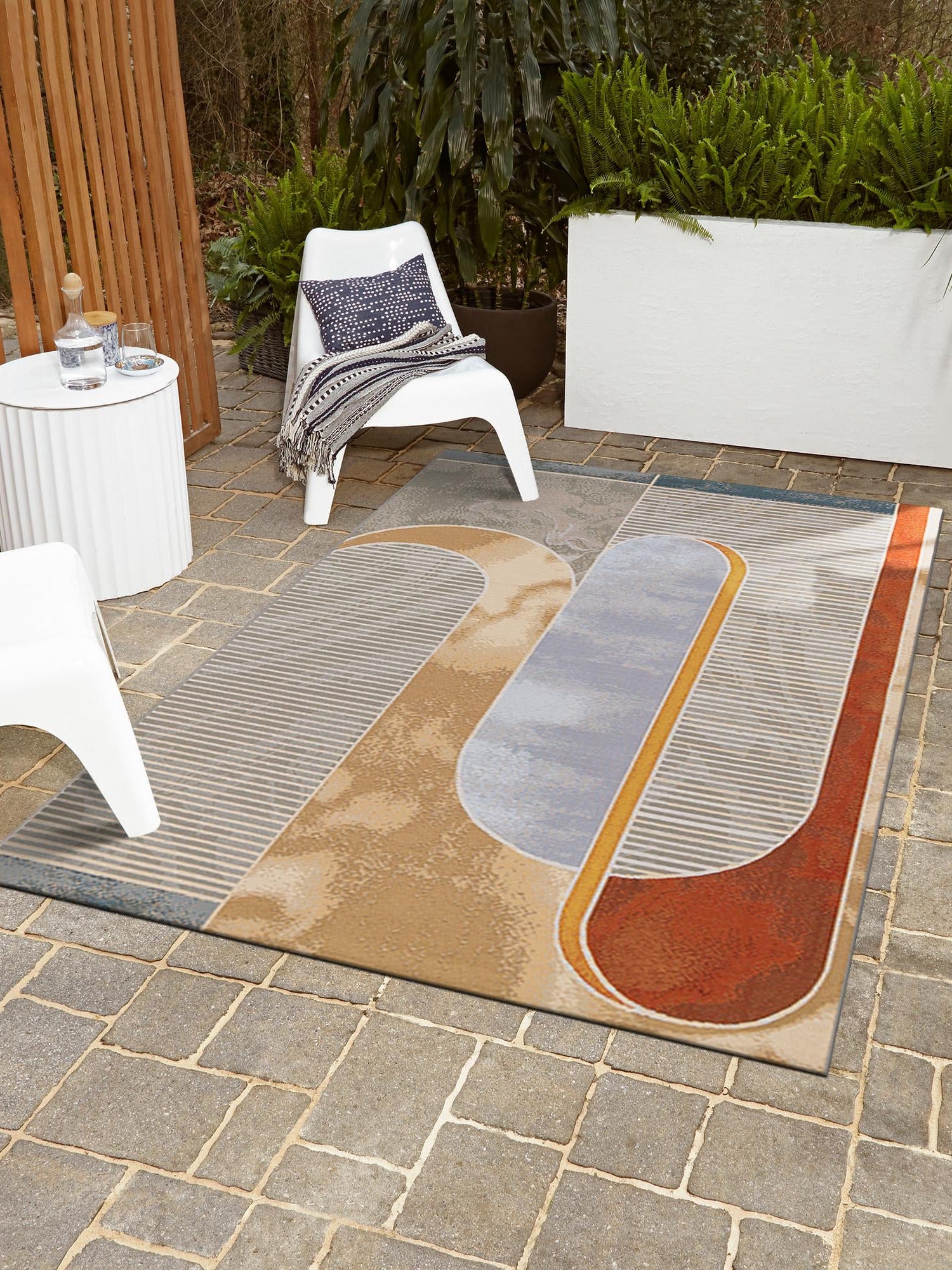 Multicolor 2' x 3' 1 Outdoor Modern Rectangle Area Rug Weather Resistant for Patio, Deck, Terrace, Balcony, Porch 100% Polypropylene Modern Outside Carpet for Sale at Rug Engine