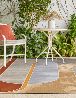 Multicolor 4' 1 x 6' 1 Outdoor Modern Rectangle Area Rug Weather Resistant for Patio, Deck, Terrace, Balcony, Porch 100% Polypropylene Modern Outside Carpet for Sale at Rug Engine