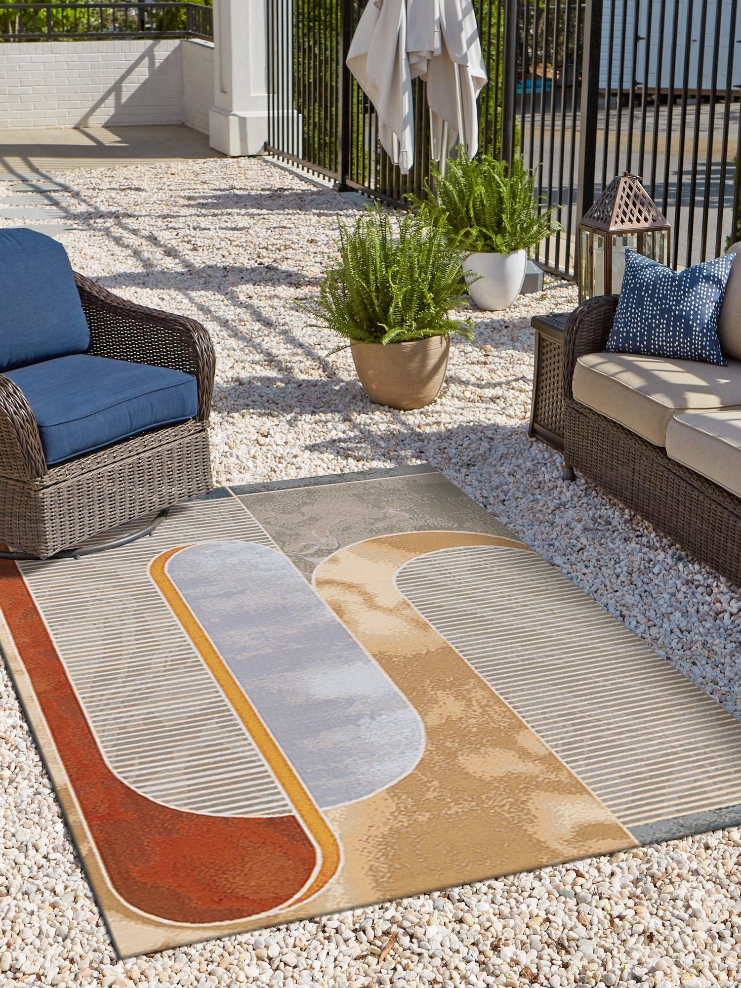Multicolor 7' 10 x 10' Outdoor Modern Rectangle Area Rug Weather Resistant for Patio, Deck, Terrace, Balcony, Porch 100% Polypropylene Modern Outside Carpet for Sale at Rug Engine