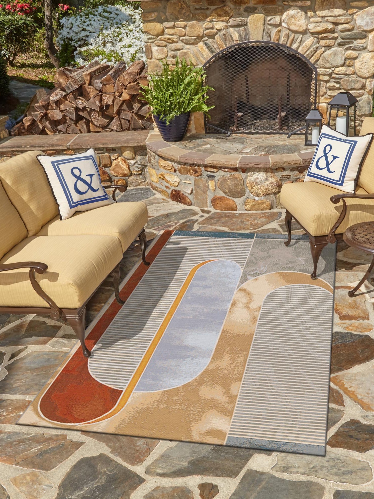 Multicolor 7' 10 x 10' Outdoor Modern Rectangle Area Rug Weather Resistant for Patio, Deck, Terrace, Balcony, Porch 100% Polypropylene Modern Outside Carpet for Sale at Rug Engine