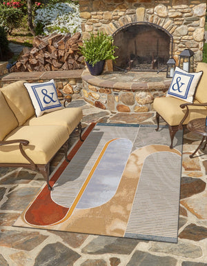 Multicolor 7' 10 x 10' Outdoor Modern Rectangle Area Rug Weather Resistant for Patio, Deck, Terrace, Balcony, Porch 100% Polypropylene Modern Outside Carpet for Sale at Rug Engine