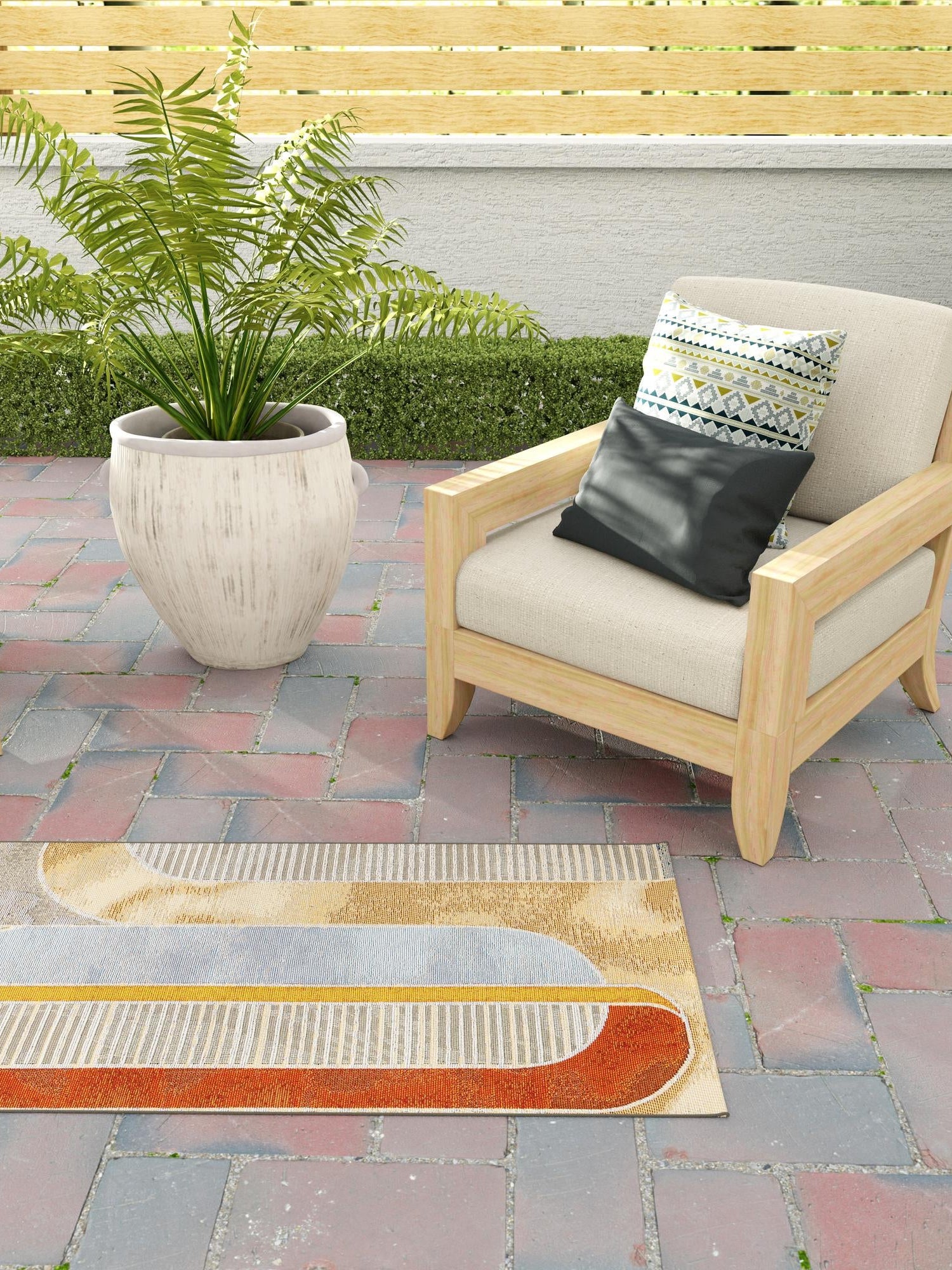 Multicolor 2' 7 x 12' Outdoor Modern Runner Area Rug Weather Resistant for Patio, Deck, Terrace, Balcony, Porch 100% Polypropylene Modern Outside Carpet for Sale at Rug Engine