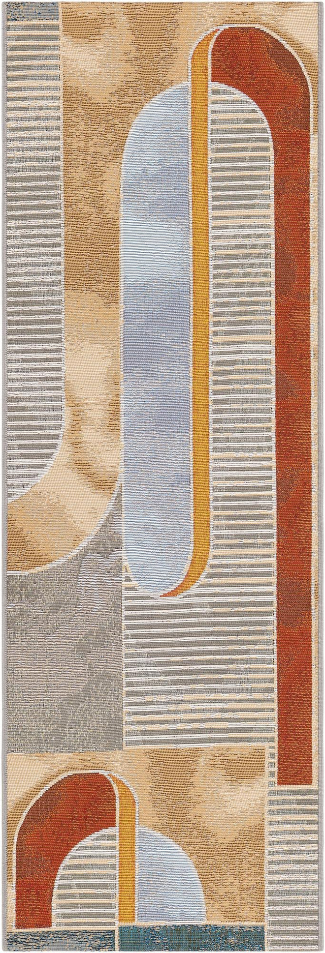 Multicolor 2' x 6' 1 Outdoor Modern Runner Area Rug Weather Resistant for Patio, Deck, Terrace, Balcony, Porch 100% Polypropylene Modern Outside Carpet for Sale at Rug Engine