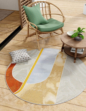 Multicolor 3' 3 x 3' 3 Outdoor Modern Round Area Rug Weather Resistant for Patio, Deck, Terrace, Balcony, Porch 100% Polypropylene Modern Outside Carpet for Sale at Rug Engine