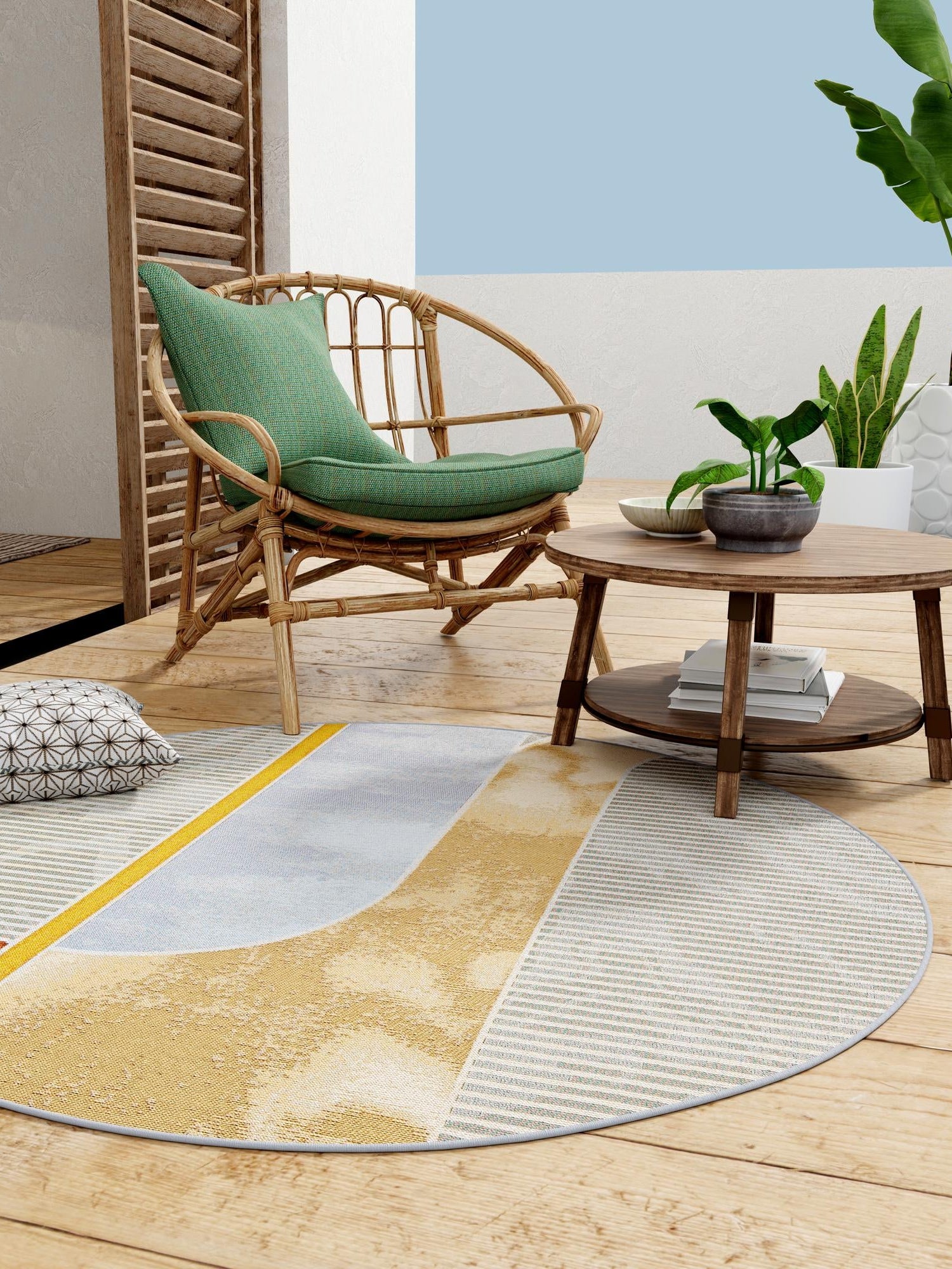 Multicolor 3' 3 x 3' 3 Outdoor Modern Round Area Rug Weather Resistant for Patio, Deck, Terrace, Balcony, Porch 100% Polypropylene Modern Outside Carpet for Sale at Rug Engine