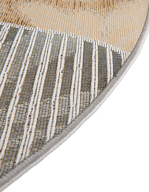 Multicolor 5' 3 x 5' 3 Outdoor Modern Round Area Rug Weather Resistant for Patio, Deck, Terrace, Balcony, Porch 100% Polypropylene Modern Outside Carpet for Sale at Rug Engine