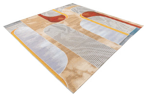 Multicolor 7' 10 x 7' 10 Outdoor Modern Square Area Rug Weather Resistant for Patio, Deck, Terrace, Balcony, Porch 100% Polypropylene Modern Outside Carpet for Sale at Rug Engine