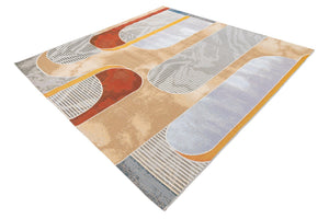 Multicolor 7' 10 x 7' 10 Outdoor Modern Square Area Rug Weather Resistant for Patio, Deck, Terrace, Balcony, Porch 100% Polypropylene Modern Outside Carpet for Sale at Rug Engine