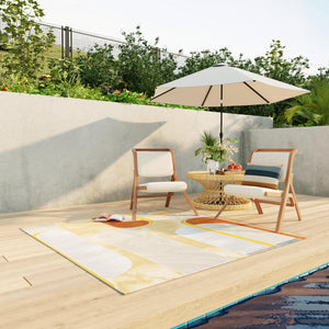 Multicolor 7' 10 x 7' 10 Outdoor Modern Square Area Rug Weather Resistant for Patio, Deck, Terrace, Balcony, Porch 100% Polypropylene Modern Outside Carpet for Sale at Rug Engine