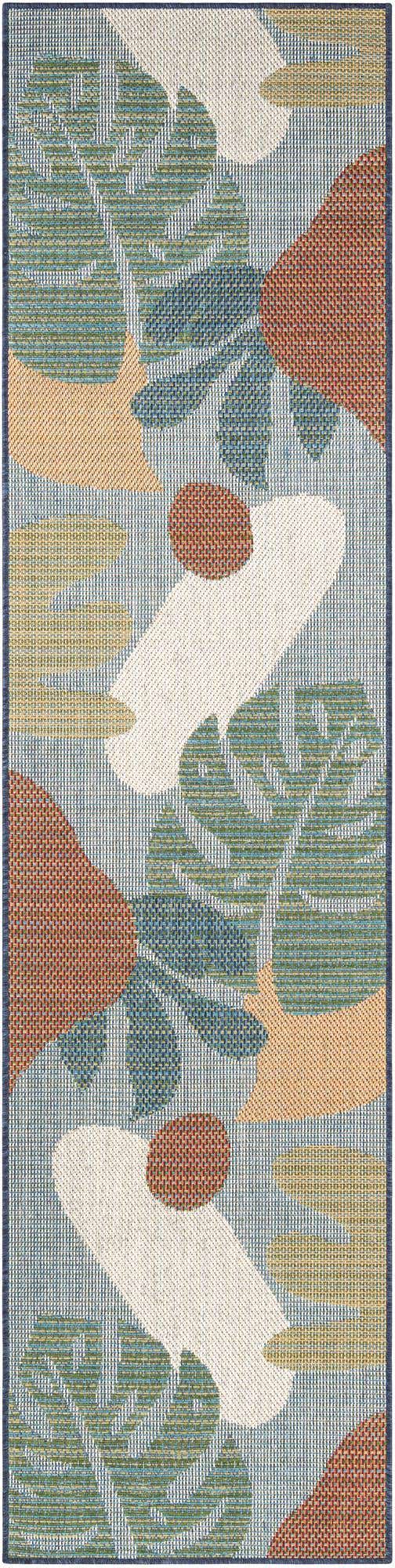 Blue 2' 7 x 10' Baja Outdoor Runner Area Rug Weather Resistant for Patio, Deck, Terrace, Balcony, Porch 100% Polypropylene Modern Outside Decor for Sale at Rug Engine