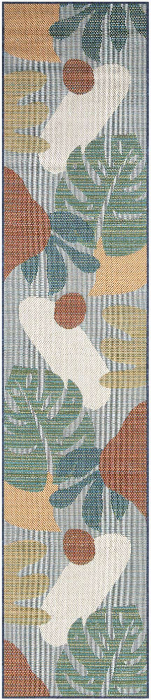Blue 2' 7 x 12' Baja Outdoor Runner Area Rug Weather Resistant for Patio, Deck, Terrace, Balcony, Porch 100% Polypropylene Modern Outside Decor for Sale at Rug Engine