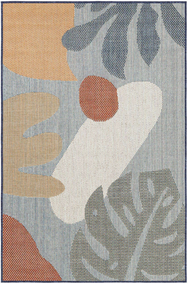 Blue 4' 1 x 6' 1 Baja Outdoor Rectangle Area Rug Weather Resistant for Patio, Deck, Terrace, Balcony, Porch 100% Polypropylene Modern Outside Decor for Sale at Rug Engine