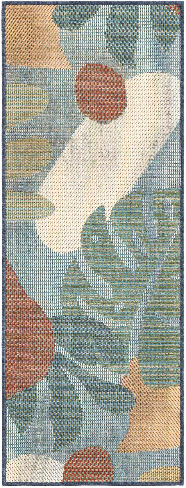Blue 2' x 5' 1 Baja Outdoor Runner Area Rug Weather Resistant for Patio, Deck, Terrace, Balcony, Porch 100% Polypropylene Modern Outside Decor for Sale at Rug Engine