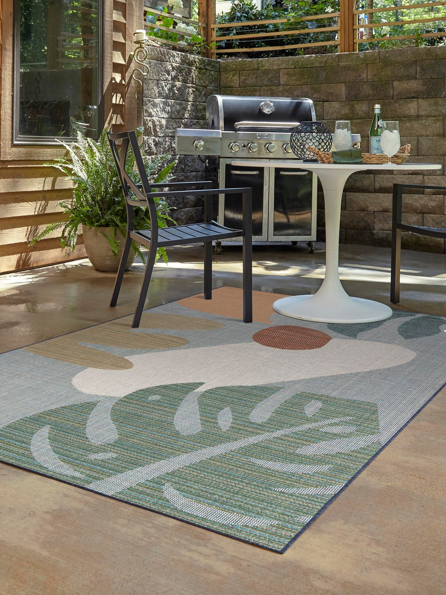 Blue 6' 1 x 9' Baja Outdoor Rectangle Area Rug Weather Resistant for Patio, Deck, Terrace, Balcony, Porch 100% Polypropylene Modern Outside Decor for Sale at Rug Engine