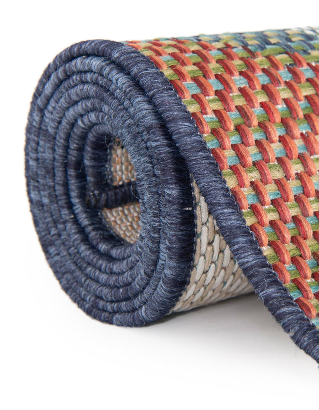 Blue 7' 10 x 10' Baja Outdoor Rectangle Area Rug Weather Resistant for Patio, Deck, Terrace, Balcony, Porch 100% Polypropylene Modern Outside Decor for Sale at Rug Engine