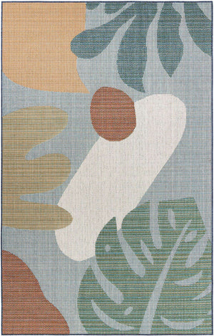 Blue 5' 3 x 8' Baja Outdoor Rectangle Area Rug Weather Resistant for Patio, Deck, Terrace, Balcony, Porch 100% Polypropylene Modern Outside Decor for Sale at Rug Engine