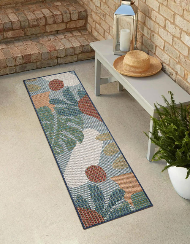 Blue 2' 7 x 10' Baja Outdoor Runner Area Rug Weather Resistant for Patio, Deck, Terrace, Balcony, Porch 100% Polypropylene Modern Outside Decor for Sale at Rug Engine