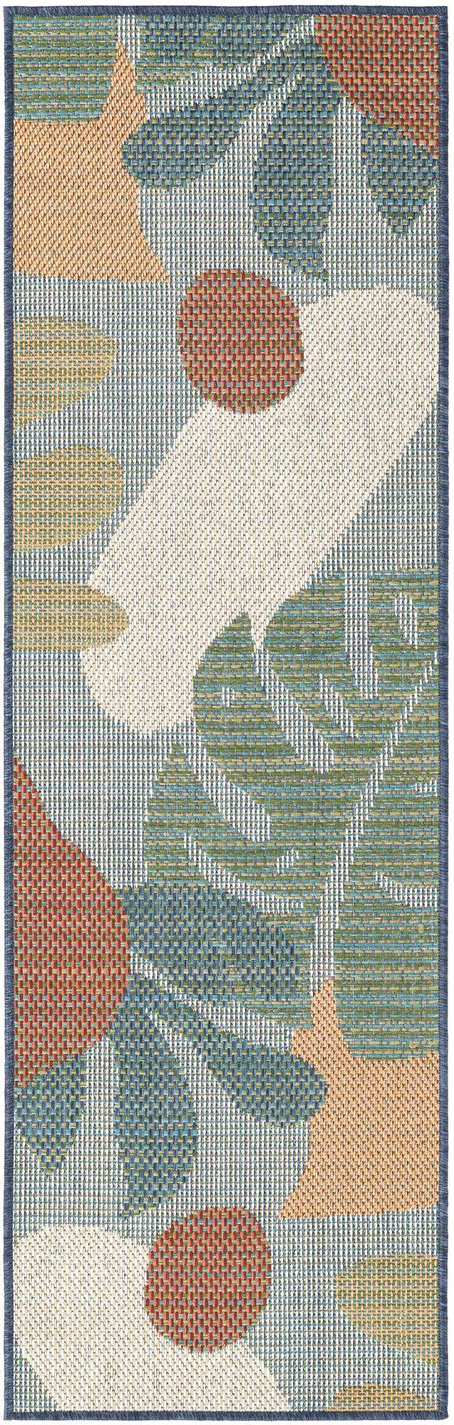 Blue 2' x 6' 1 Baja Outdoor Runner Area Rug Weather Resistant for Patio, Deck, Terrace, Balcony, Porch 100% Polypropylene Modern Outside Decor for Sale at Rug Engine