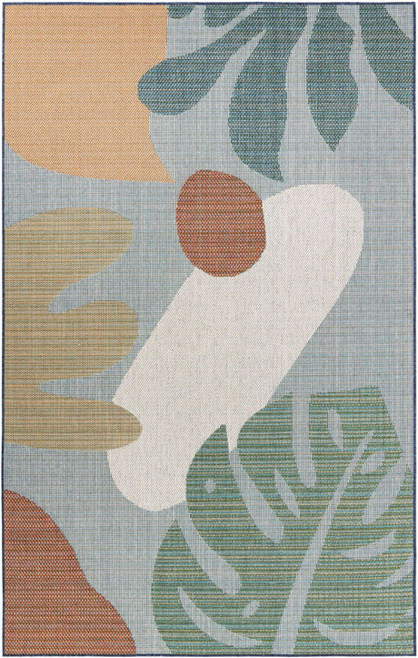 Blue 6' 1 x 9' Baja Outdoor Rectangle Rug