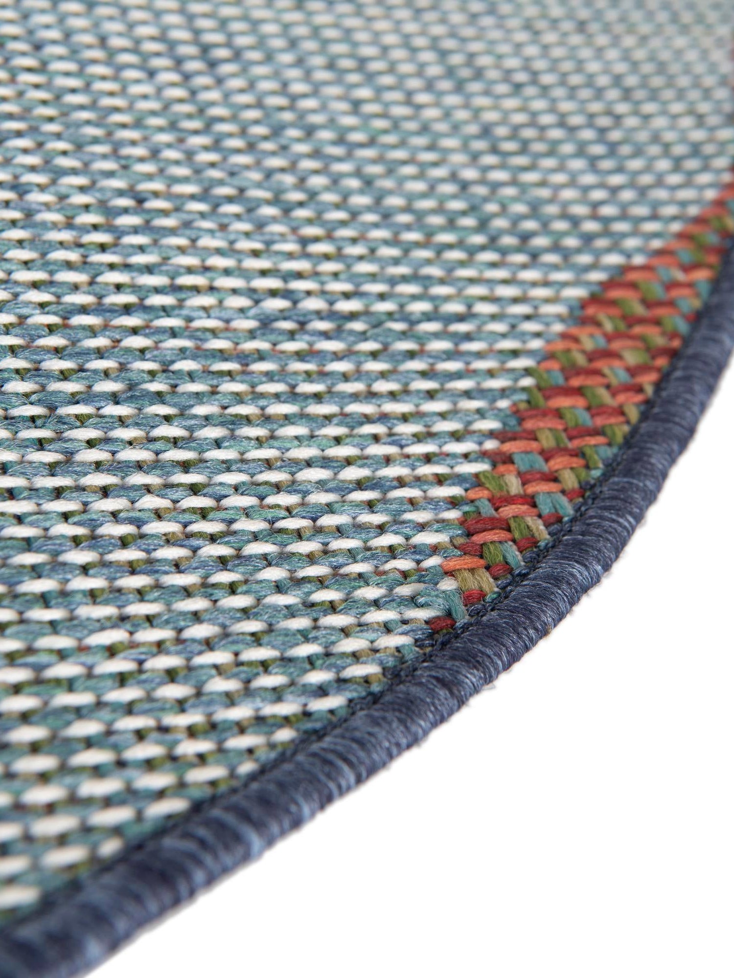 Blue 10' x 10' Baja Outdoor Round Area Rug Weather Resistant for Patio, Deck, Terrace, Balcony, Porch 100% Polypropylene Modern Outside Decor for Sale at Rug Engine