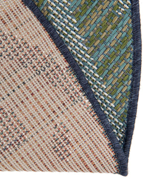 Blue 10' x 10' Baja Outdoor Round Area Rug Weather Resistant for Patio, Deck, Terrace, Balcony, Porch 100% Polypropylene Modern Outside Decor for Sale at Rug Engine